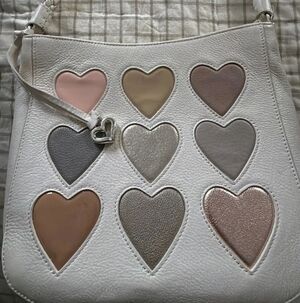 Brighton HOLLY Soft White Leather HEARTS Tote Shoulder Bag Purse MSRP $320